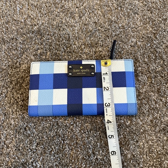 Kate spade Hyde blue shades & white checkered wallet snap close multi card slots - Picture 7 of 7